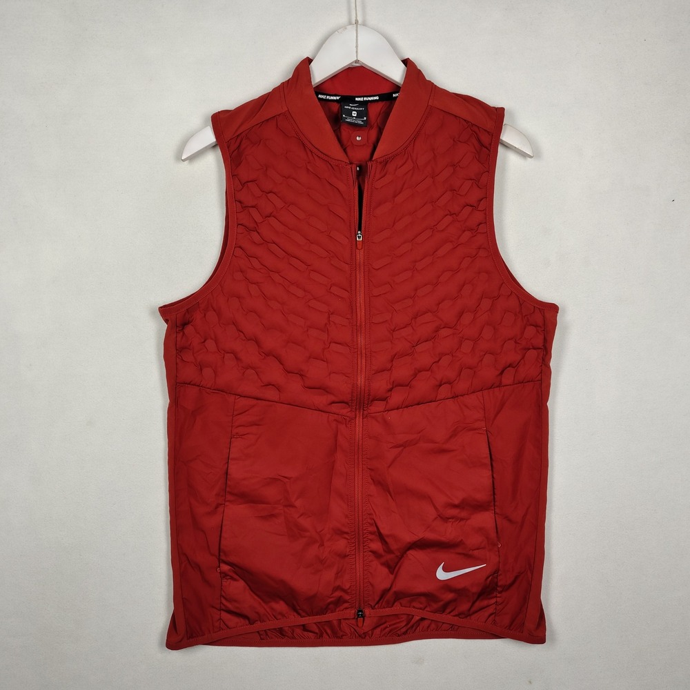 Nike Running Aeroloft Sleeveless Zip Vest Red Medium Performance Puffer